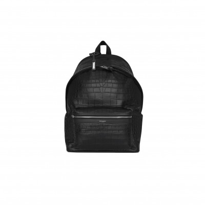 YSL CITY BACKPACK IN CROCODILE-EMBOSSED LEATHER 534967DZE2F1000 (41*31*22cm)